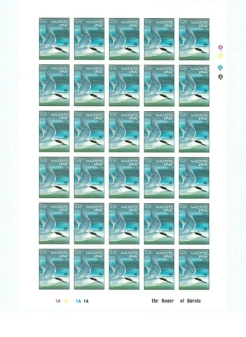 Maldives 1992-94 - Scott 1624-36 Bird Definitives IMPERF - Sheet # 5 of 13 MNH Cover