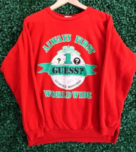 Guess Georges Marciano Always Worldwide Crewneck Red Sweatshirt Vintage Adult M - Picture 1 of 8
