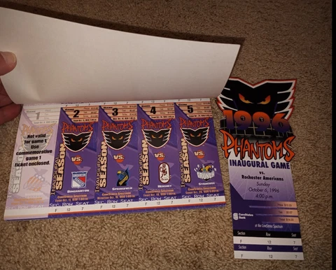 PHILADELPHIA PHANTOMS 96-97 Inaugural Season Ticket Book inaugural game Stub AHL Cover