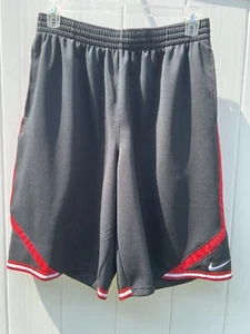 Nike Basketball Shorts Men’s Large Gray Red Stripe Long Length Activewear Gym - Picture 1 of 6