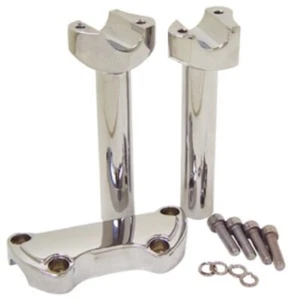 Mid USA Chrome 6" Straight Handlebar Risers Top Clamp Kit Harley Softail Dyna - Picture 1 of 1