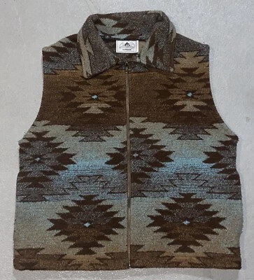 Chaleco de montaña negro vintage para hombre talla M marrón azul exterior azteca cremallera polar usado en excelente estado Foto 1 de 4
