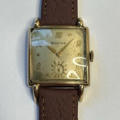 1949 Bulova His Excellency Mens Watch Gold Filled Square Tank Watch Deco - Runs - Image 1 of 4