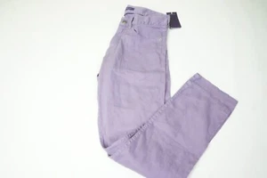 Pantalones de mezclilla Ralph Lauren Purple Label RLPL mezcla de lino lavanda ligeros ajustados 31/32 NUEVO - Imagen 1 de 8