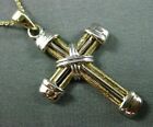 Handcrafted 3D Floating Cross Pendant #24874 Estate 14Kt White & Yellow Gold