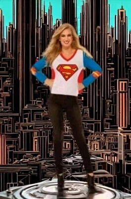 RUBIES SUPERGIRL MUJER GRANDE 12/14 Camiseta Manga Larga con Capa Disfraz ¡¡NUEVO CON ETIQUETAS!!! Foto 1 de 2