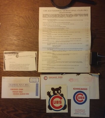 1974 Chicago Cubs Mailer Order Forms with Envelopes, Schedule, Sticker - Image 1 of 4