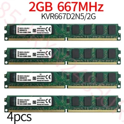 For Kingston 8GB 4x 2GB PC2-5300U DDR2 667Mhz 1.8V KVR667D2N5/2G Desktop RAM ZT - Image 1 of 4