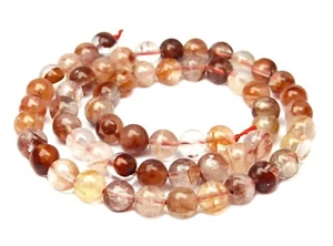 😏 Tangerine Quarz / Roter Bergkristall Kugeln 6 & 8 mm Perlen Strang f. Kette😉 - Picture 1 of 3