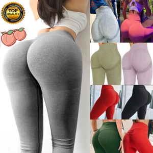 Women High-Waist Yoga Pants Anti-Cellulite Leggings Workout Compression Workout - Picture 1 of 36