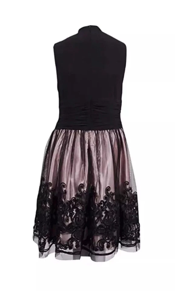 SLNY Fashions Womens Embellished A Line Dress In Black Multi Size 16