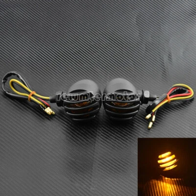 2X Grill Bullet Tail Brake Turn Signal Indicator Lamp Amber Fit For Harley XL883 - Image 1 of 4