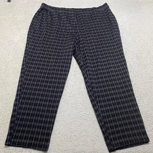 Woman Within Pants sz 30W Plus Black Plaid Straight Leg Career Ankle Pull on - Picture 1 of 10