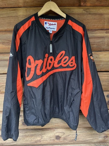 Baltimore Orioles Majestic Pullover Windbreaker 1/4 Zip Jacket Mens Sz M MLB Cover