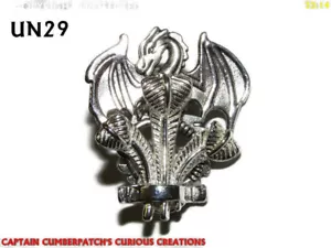 steampunk brooch badge pin prince of wales feathers dragon welsh cymru #UN29 - Picture 1 of 6