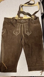 Trachten Lederhose Herren Gr 58 NEU von Almsach, echt Wildbock , Farbe Expresso - Bild 1 von 7