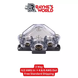 3 Way Distribution Block 0-4 AWG In, 4-10 AWG Out Car Audio Amp Power or Ground - Picture 1 of 4