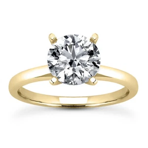 Diamond Classic Engagement Ring Round E VS2 Treated 14K Yellow Gold 0.92 Carat - Picture 1 of 5