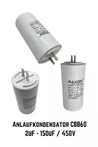 CBB60 Kondensator von 2µF - 150µF Anlaufkondensator / Motorkondensator 450V - Bild 1 von 1