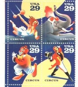 CIRCUS--Block of 4 Collectible Stamps--FREE SHIPPING - Picture 1 of 1