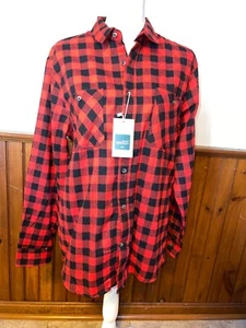 NWT Men's Bruno Supersoft Red Black Plaid Vintage Flannel Button Up Shirt M - Picture 1 of 4