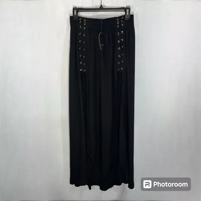 INDAH черный шнурует вверх стороны разрез юбка с эластичной талией и шнурует вверх стороны детали XS - Изображение 1 из 4