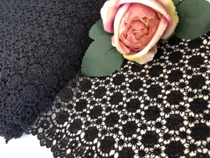 Beautiful Black Floral Venice Double Edge Guipure Lace Trim 8.5"/22cm - Picture 1 of 7