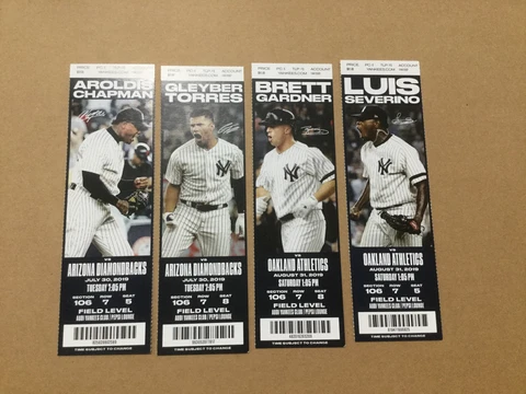 YANKEES 2019 TICKET STUB VS DIAMONDBACKS~7/30/19---- VS A'S~8/31/19 Cover