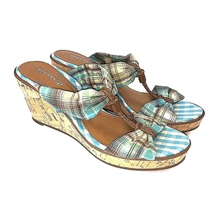 Zapatos de mujer Sperry Top-Sider 9549734 tacón de cuña EE. UU. 9 M tela a cuadros corcho - Imagen 1 de 12