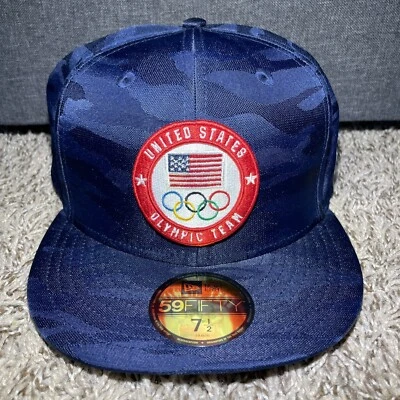 Gorra ajustada New Era del equipo olímpico de Estados Unidos para hombre talla 7 1/2 camuflaje 59Fifty azul marino Foto 1 de 4