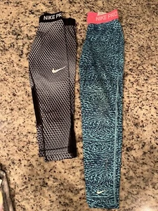Nike Pro Dri Fit Warm Training Tights Girls Size Medium & Dri Fit Capri EUC - Picture 1 of 6