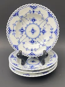 4 cuencos de condimento Royal Copenhagen azul acanalado con borde de encaje completo 1081 - Imagen 1 de 24