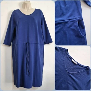 LOOK at Size UK 18 EUR 46 Blue Sweatshirt Jersey Dress Tunic Drawstring Pockets - Picture 1 of 16