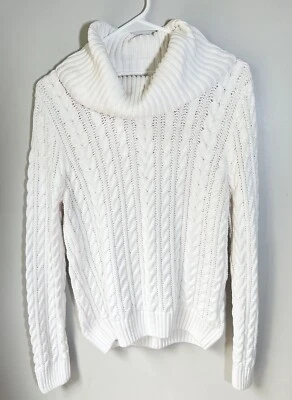 Women’s 100% Cotton L Turtleneck Cable Knit Sweater | Cozy Winter, Ski Lodge - Image 1 of 4