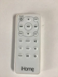 iHOME IR9 RELOJ BLANCO SISTEMA DE AUDIO CONTROL REMOTO ORIGINAL PROBADO OEM - Imagen 1 de 3