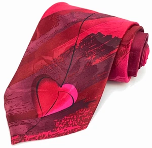 Jerry J Garcia Red Pink Art Abstract Heart Artist 2003 LUST Collection 35 Tie - Picture 1 of 10