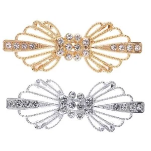 1 Pair Crystal Rhinestone Metal Buckle Diamante Wedding Shoe Clips Decor - White - Picture 1 of 7