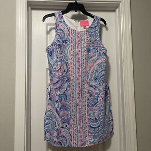 LILLY PULITZER Donna Romper Happy As Clam Engineered Romper Blue Pink Summer 6