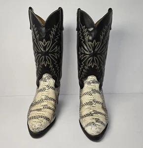 Stivali da cowboy Texas All American Made USA beige neri da donna taglia 8 1/2 EE Western - Foto 1 di 9