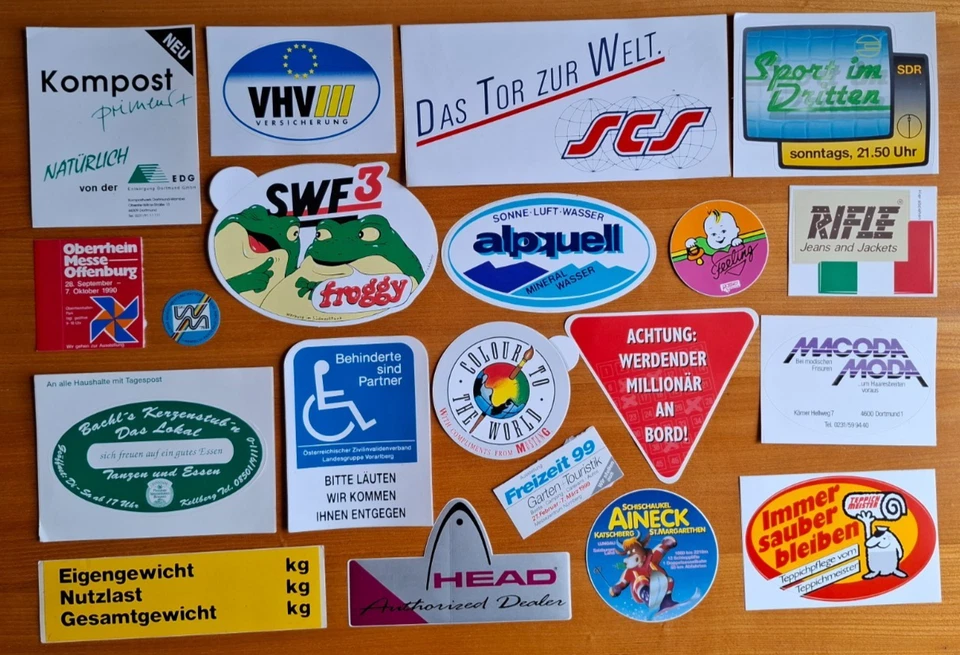 Aufkleber-Sammlung Werbeaufkleber Konvolut 80er/90er Sticker, 20 Stück - Bild 1 von 1