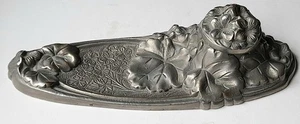 Fine Art Nouveau Silver Plated Brass Desk Inkwell Complete - Picture 1 of 20