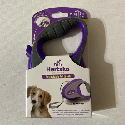Hertzko выдвижной поводок для собаки - 16 футов, фиолетовый и серый - новый - Изображение 1 из 3