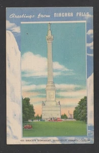 Queenston Heights Ontario Postcard Brock's Monument Unused Linen - Bild 1 von 3