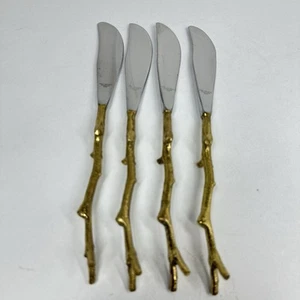 4 pcs Pier 1 Imports ARBOR GOLDEN Stainless Gold Twig Branch Flatware - Picture 1 of 11