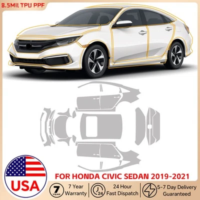 Matte PPF Full Car PreCut Kit For Honda Civic Sedan 2019-2021 Paint Protection - Image 1 of 4