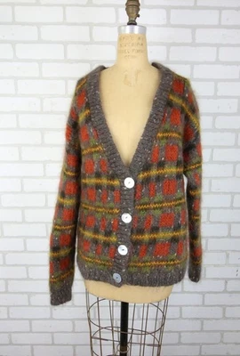Vintage Chelsea Young Mohair Wool Blend Cardigan Sweater Womens M Knit Stripe - Image 1 of 4