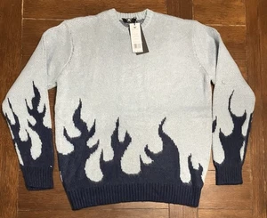 Herren Jordan Craig Größe M Azurblau Inferno Rundhalsausschnitt Pullover Flammen Neu mit Etikett - Bild 1 von 4