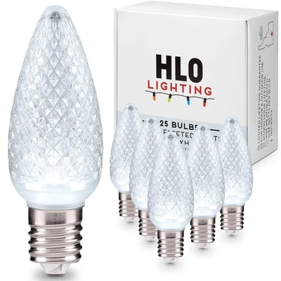 Set of 25 Cool White C9 Faceted LED Christmas Light Bulbs for Indoor & Outdoo... - Image 1 of 4