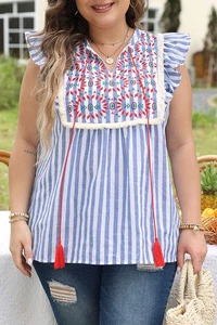 BLUSA ARIYA RAYAS GEO PATRÓN BORLA BORLADA ALETEO PLUS - Imagen 1 de 4