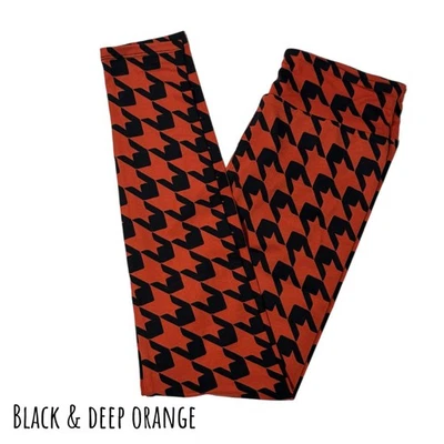 Girls S/M KIDS LuLaRoe HALLOWEEN 2025 ~ ORANGE HOUNDSTOOTH ~ Sizes 2-8 Leggings - Image 1 of 3